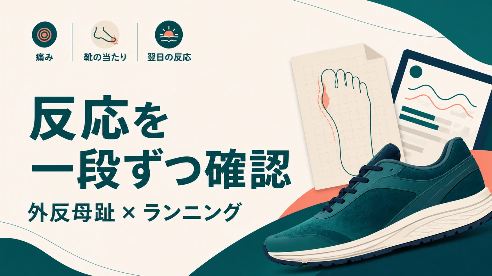 外反母趾ランニングで痛み、靴の当たり、翌日の反応を一段ずつ確認するアイキャッチ