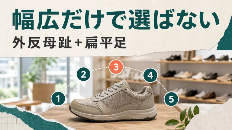 靴売り場で、5つの確認番号に囲まれた無地のウォーキングシューズ