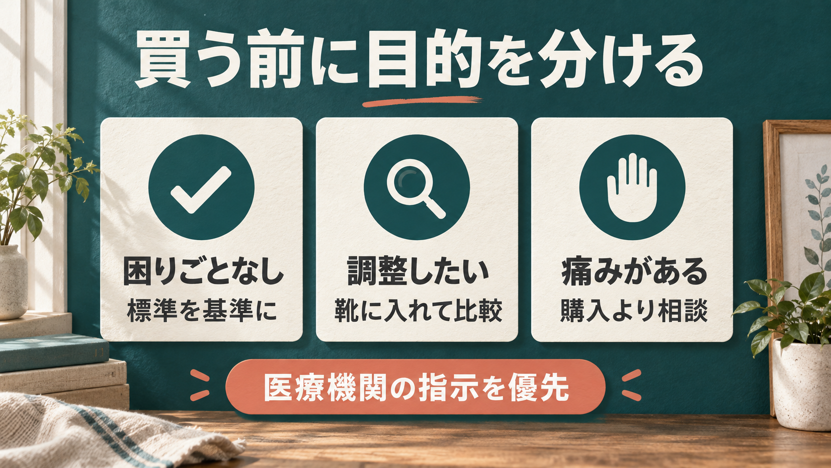 困りごとなし、調整したい、痛みがある場合の次の行動